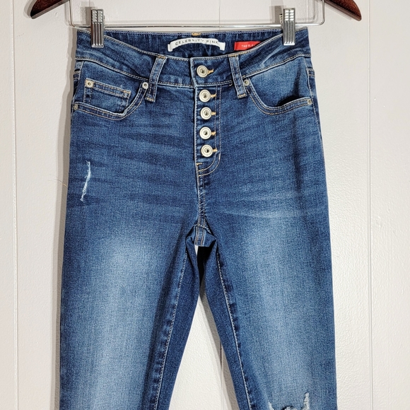 4/$20 Celebratity Pink Button-fly Stretch Distressed Skinny Jeans Size 25 - Picture 5 of 6
